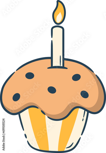 Chibi Birthday Cupcake with Candle