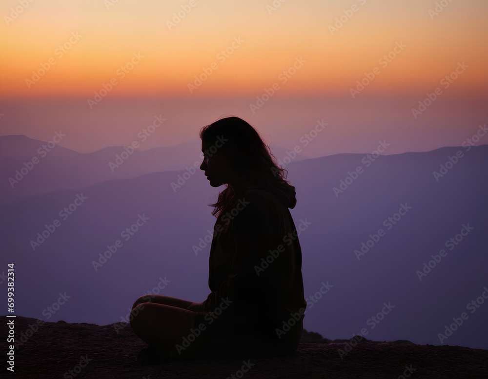 silhouette of a woman in the sunset