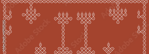 Indian Traditional and Cultural deepam pulli Kolam design vector, set of editable home decor patterns background.