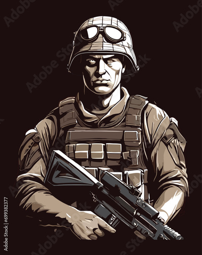 Vector illustration of soldier for t-shirt design