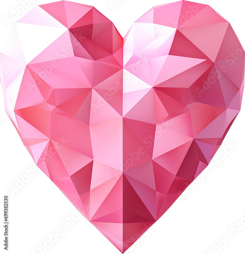 Diamond heart illustration isolated on transparent background. PNG