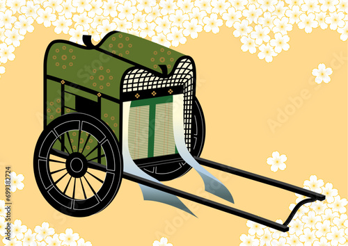 Traditional Japanese Illustration｜伝統的なイラスト|
御所車｜背景あり