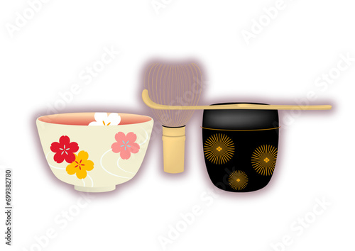 Traditional Japanese Illustration｜伝統的なイラスト|
茶道具｜茶道｜背景なし