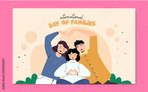 family day icon banner. Illustration with the concept of a person who loves his child on the background of happy family day and thank you.