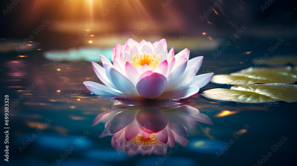 Mystical Lotus Flower on Cosmic Water