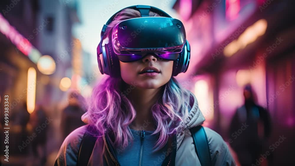 VRを体感する女性,Generative AI VRを体感する女性,Generative AI