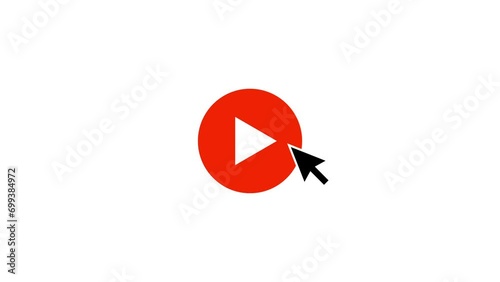 動画再生ボタンとマウスカーソルのアニメーション（白背景）