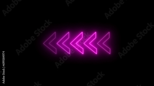 glowing neon arrow direction on black background, neon arrow sign 
