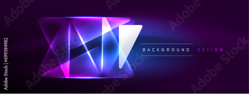 Neon lights hacking geometric background, virtual reality or artificial intelligence concept, cyberpunk geometric template for wallpaper, banner, presentation, background
