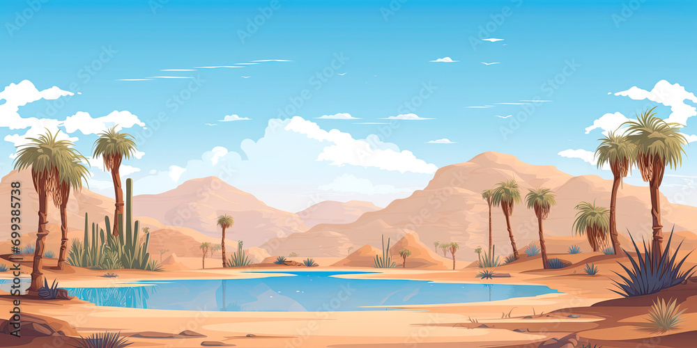 Video game style desert background vintage graphics, retro, 8-bit style, deserts illustration, sand dunes, generated ai
