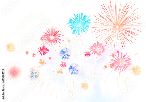 Fireworks isolated on transparent background. PNG