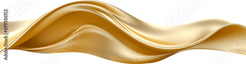 Wavy golden ribbon isolated on transparent background. PNG