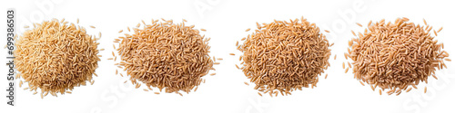 Collection of PNG. Pile of brown rice isolated on a transparent background. photo