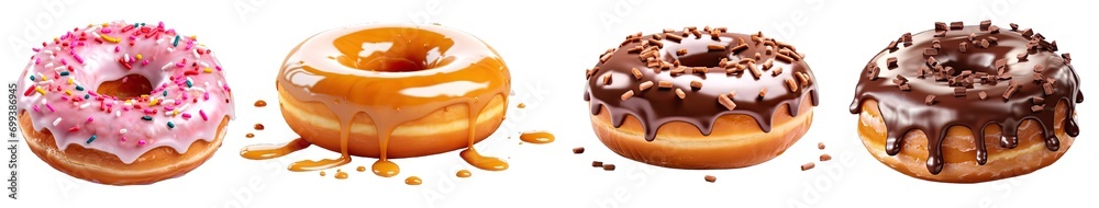 Collection of PNG. Glazed donuts isolated on a transparent background. Collection of PNG. Glazed donuts isolated on a transparent background.