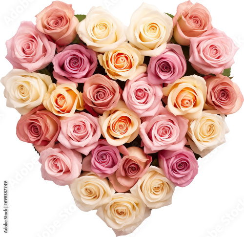 Heart of roses isolated on transparent background