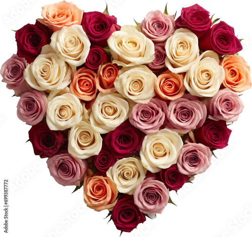 Heart of roses isolated on transparent background