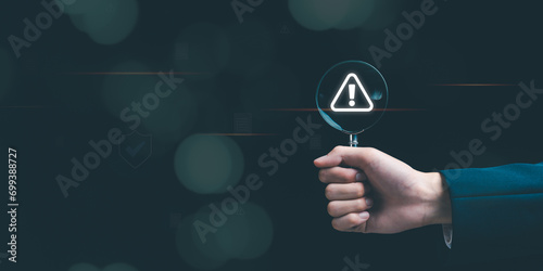exclamation mark ,alarm,computer virus detected ,danger warning concept or information error that should be urgently fixed and repaired ,Notification of security issues ,urgent maintenance