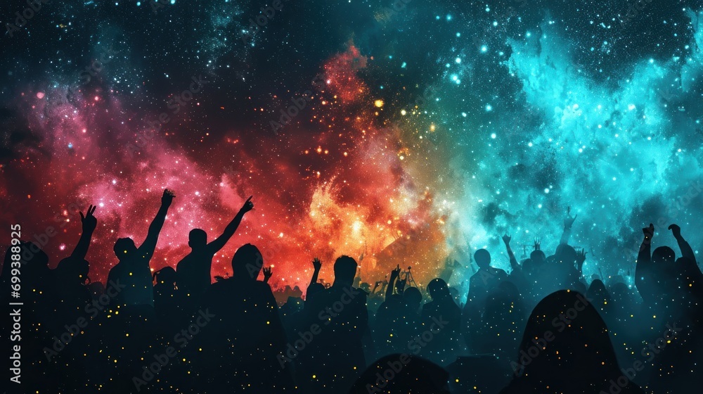 Music Festival Audience with Cosmic Sky Music Festival Audience with Cosmic Sky