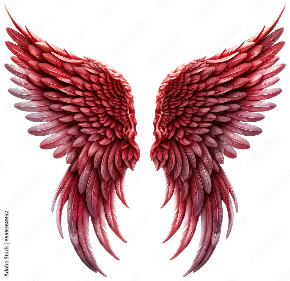 Red angel wings isolated on transparent background Stock Illustration ...