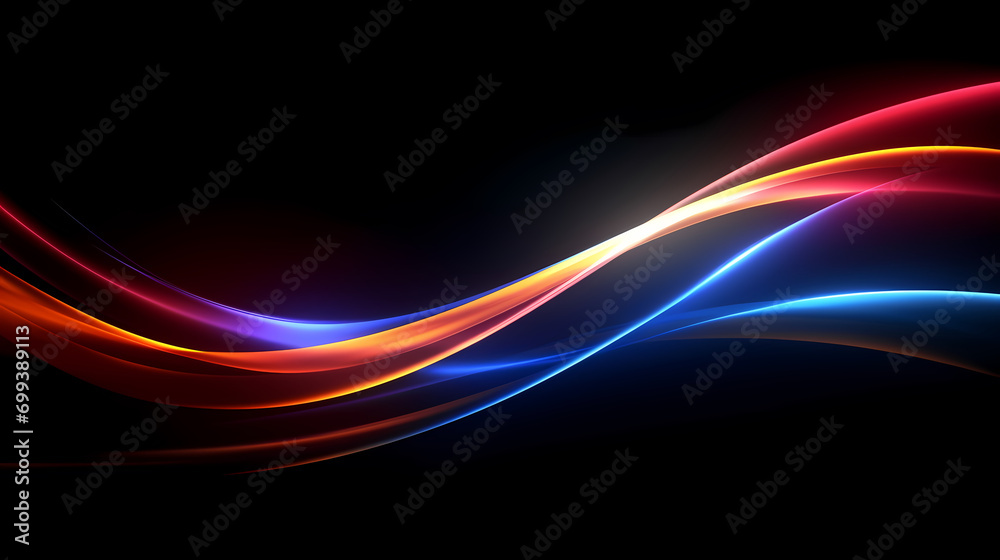 Fototapeta premium Digital technology blue rhythm wavy line abstract graphic poster web page PPT background with generative