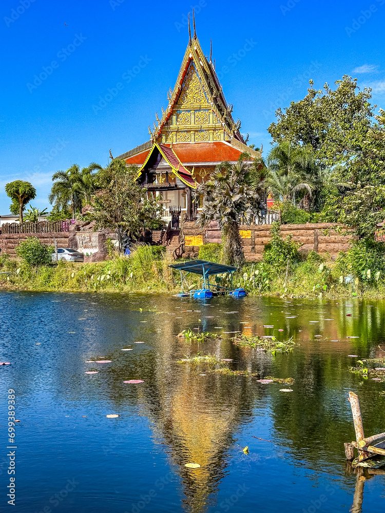 Fototapeta premium Gae Dam wooden bridge in Roi Et, Thailand