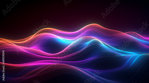 Digital technology blue rhythm wavy line abstract graphic poster web page PPT background with generative