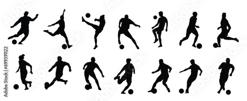 soccer player silhouette illustration. vector set of football (soccer) players © FK