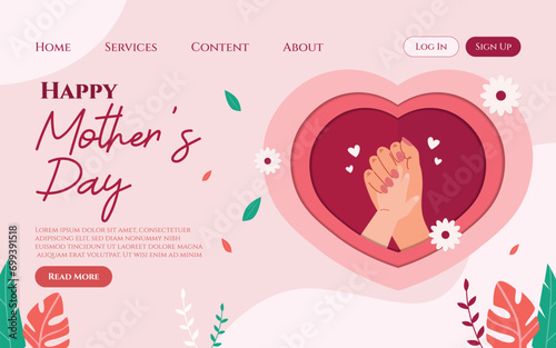 Happy mother's day. Illustration Social media banner with concept of daughter and mother's love hands Happy Mother's Day background.