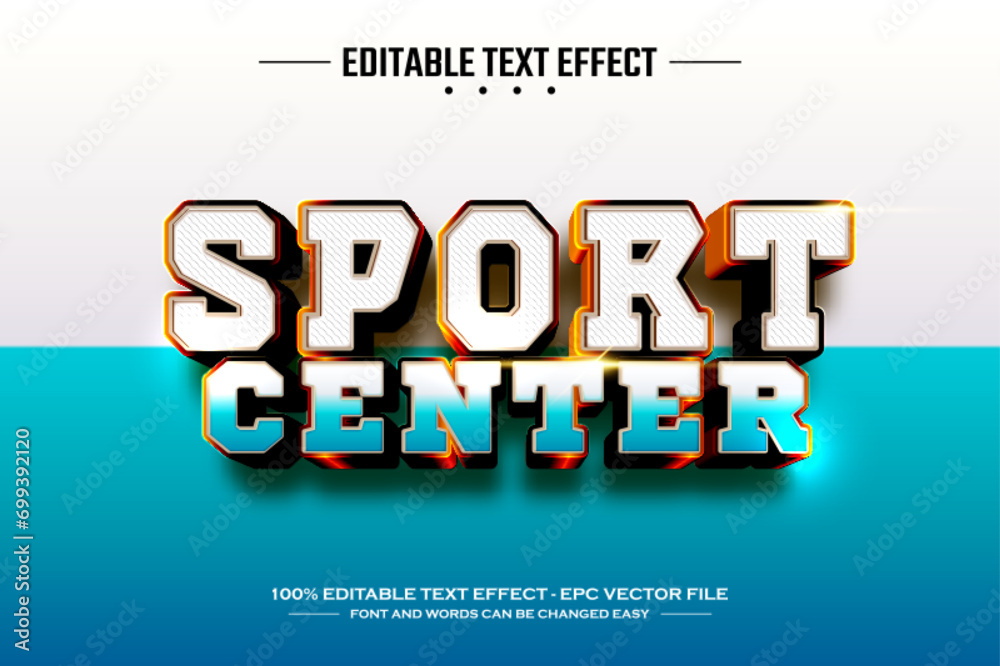 Sport center 3D editable text effect template
