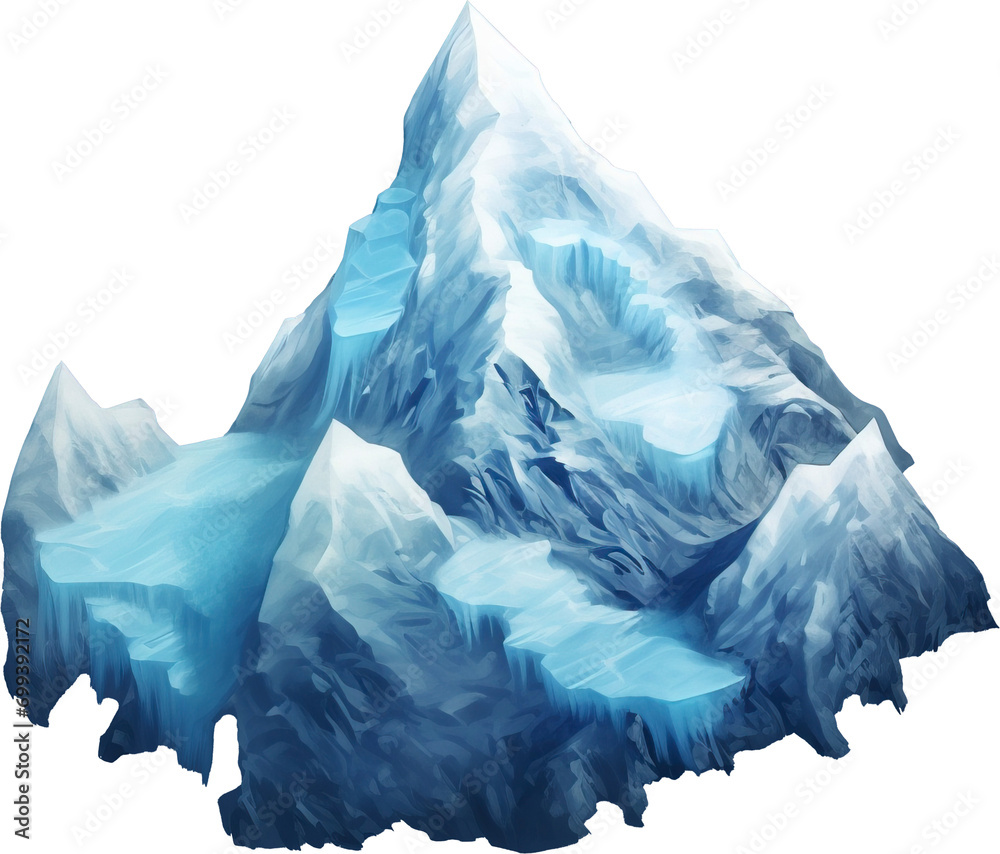 Fototapeta premium Ice mountain isolated on transparent background. PNG