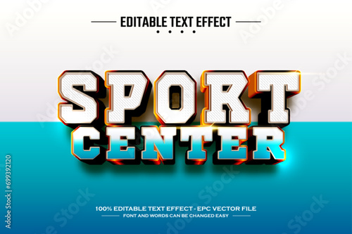 Sport center 3D editable text effect template
