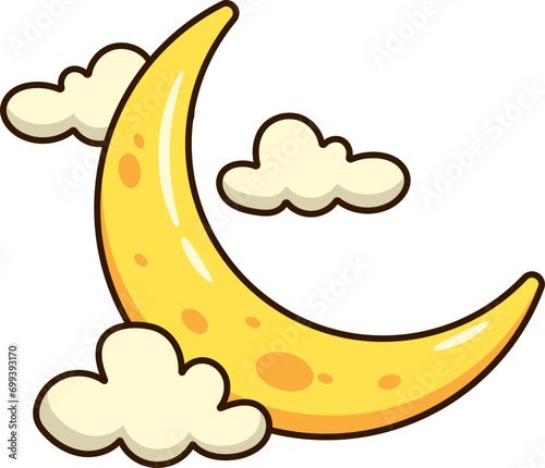 Cute Decorative Crescent Moon and Clouds, Prophet Yaqub Miracle