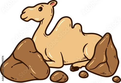 Illustration of a Camel Sitting among the Rocks, Prophet Soleh Miracle