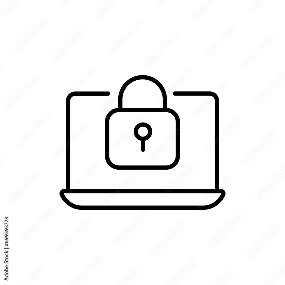 Laptop lock outline icons, security minimalist vector illustration ,simple transparent graphic element .Isolated on white background Laptop lock outline icons, security minimalist vector illustration ,simple transparent graphic element .Isolated on white background