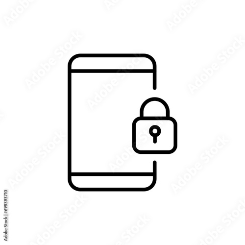 Mobile lock outline icons, security minimalist vector illustration ,simple transparent graphic element .Isolated on white background