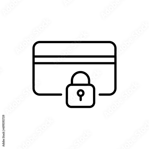 Card lock outline icons, security minimalist vector illustration ,simple transparent graphic element .Isolated on white background