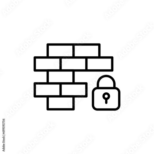 Firewall outline icons, security minimalist vector illustration ,simple transparent graphic element .Isolated on white background