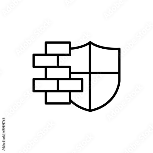 Firewall outline icons, security minimalist vector illustration ,simple transparent graphic element .Isolated on white background