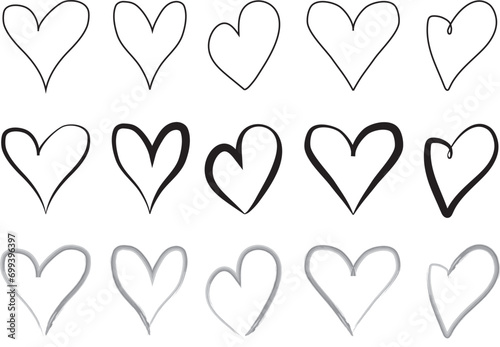 Collection hand drawn heart line icon set. Icon flat love style for stock vector. Sign wedding for logo, infographic, celebrtaion, valentine, illustration. 6