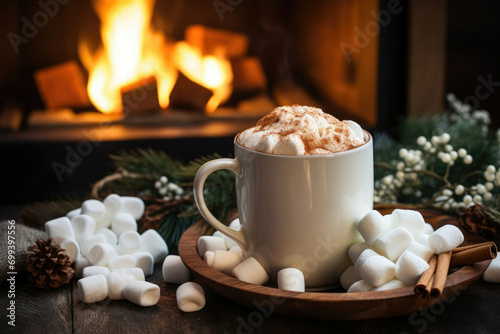 Christmas cocoa chocolate drink background beverage winter holiday hot cup marshmallow