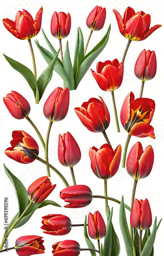 Wallpaper Mural red tulips on white background Torontodigital.ca