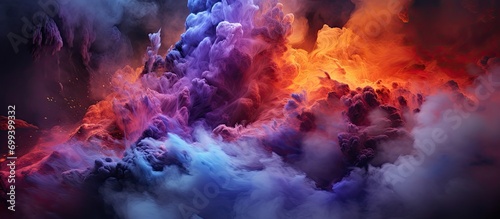 purple and blue and orange volcanic eruption