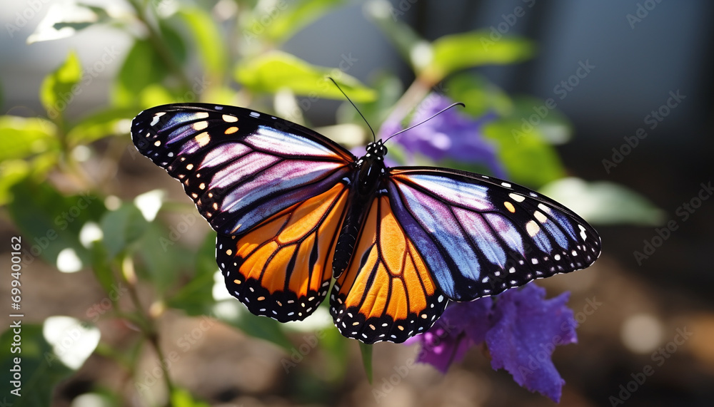 Vibrant butterfly in nature, flying with elegance generated by AI Vibrant butterfly in nature, flying with elegance generated by AI