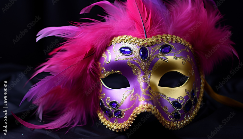 Feathered mask adds elegance to Mardi Gras celebration generated by AI