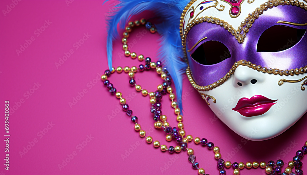 Masked elegance at the Mardi Gras celebration generated by AI