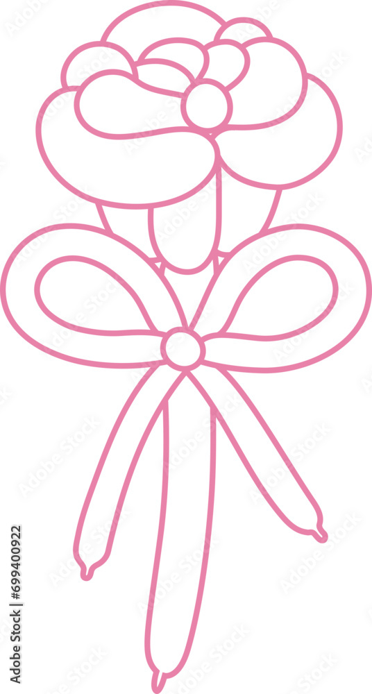 Cute Rose Flower Balloon Bow Ribbon Illustration