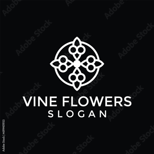 flower line design logo grape.