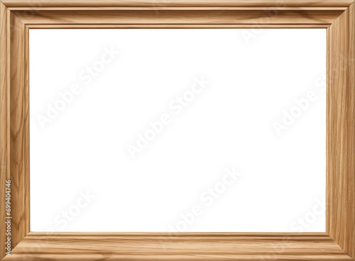 Wooden photo frame isolated on transparent background. PNG