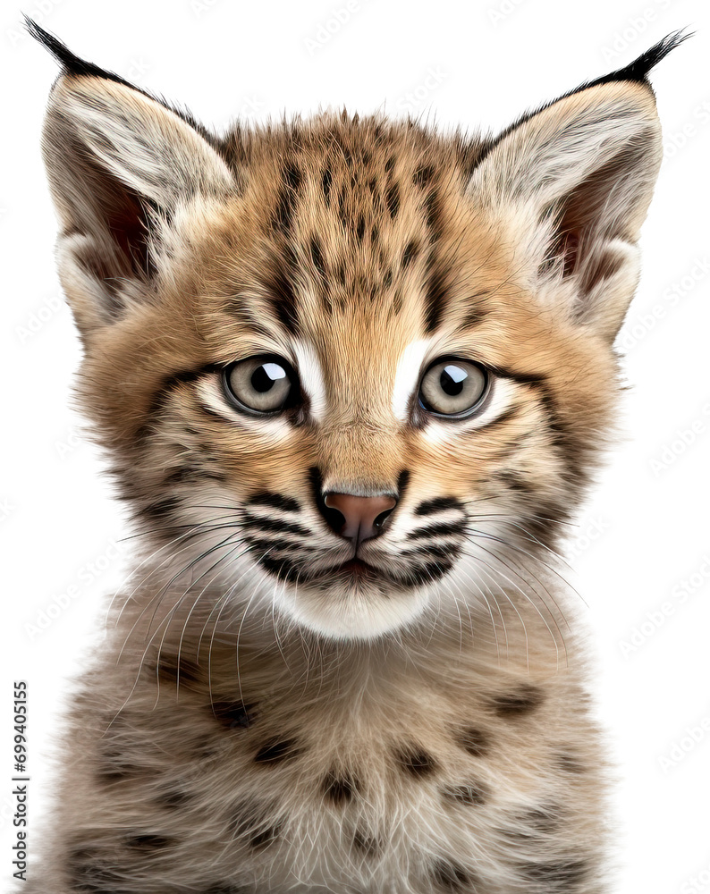 Obraz premium Baby bobcat isolated on transparent background. PNG
