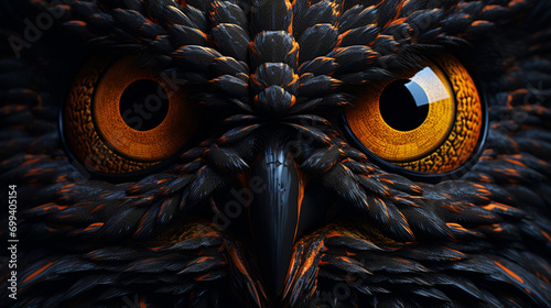 The evil eyes. ( Eagle Owl, Bubo bubo). Generative AI photo